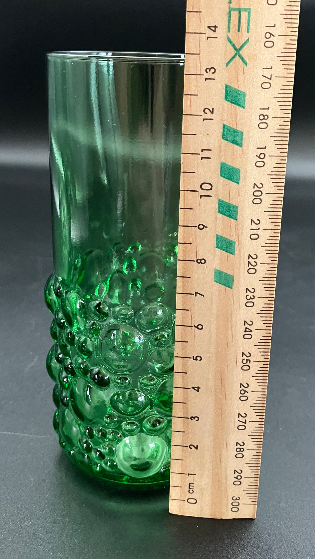 Vintage Hobnail Glasses Bubble Green Glasses Tall Set Of 2
