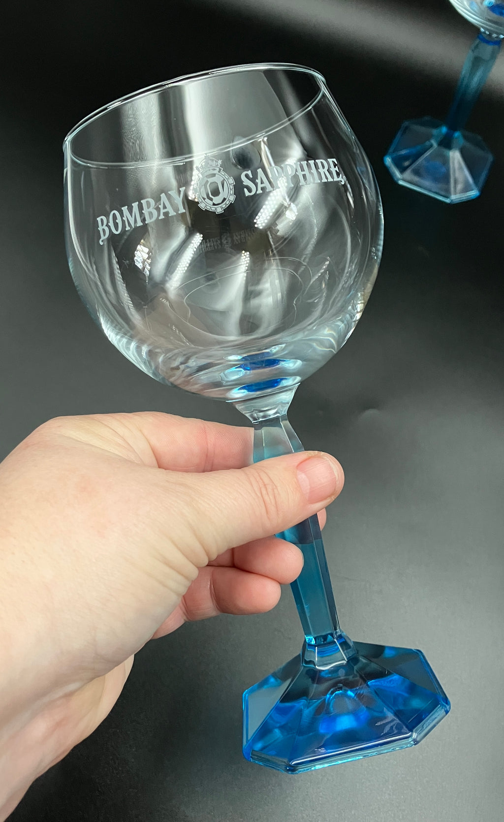Bombay Gin Sapphire Glasses Balloon Blue stem & base Set Of 4