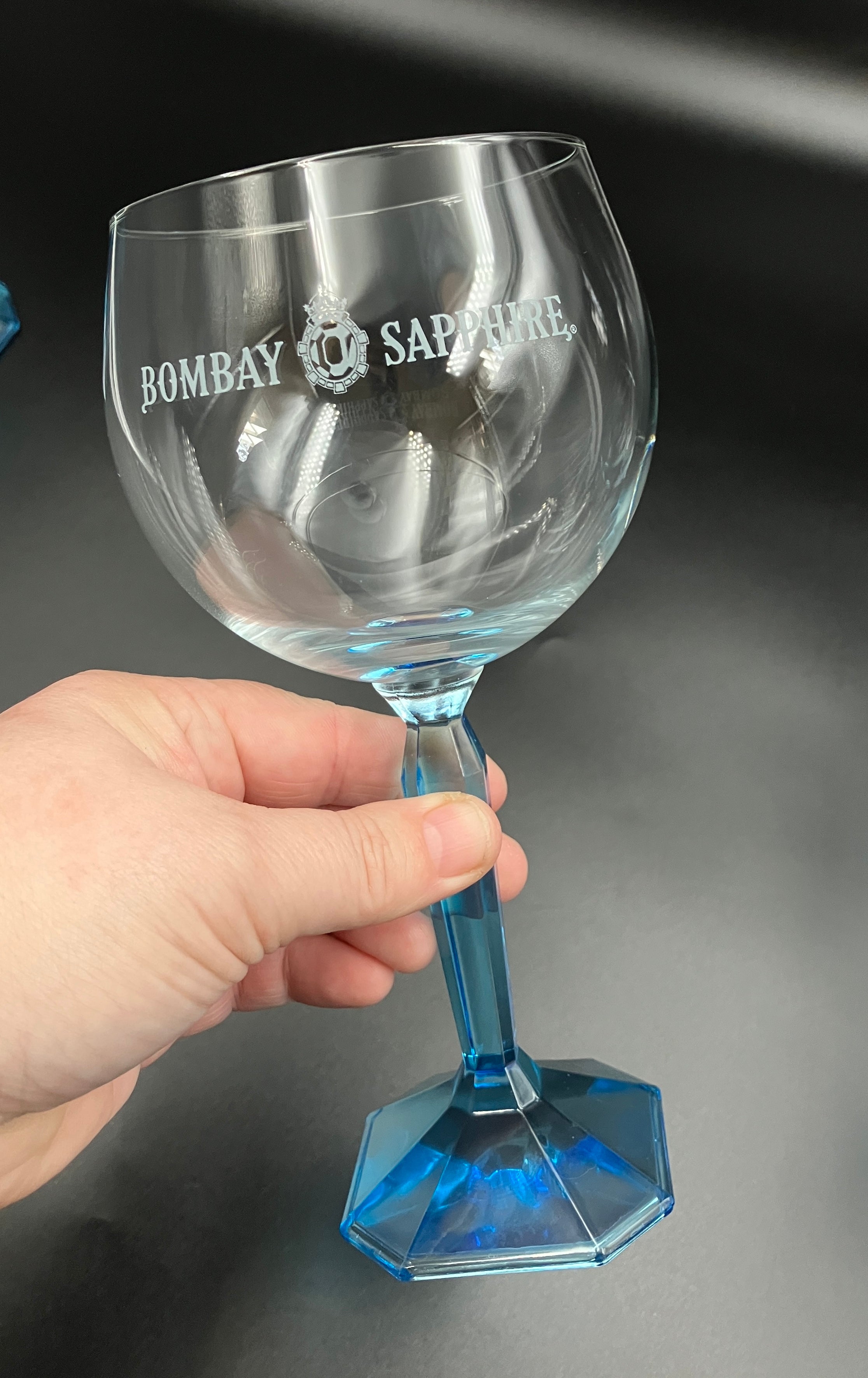Bombay Gin Sapphire Glasses Balloon Blue stem & base Set Of 4