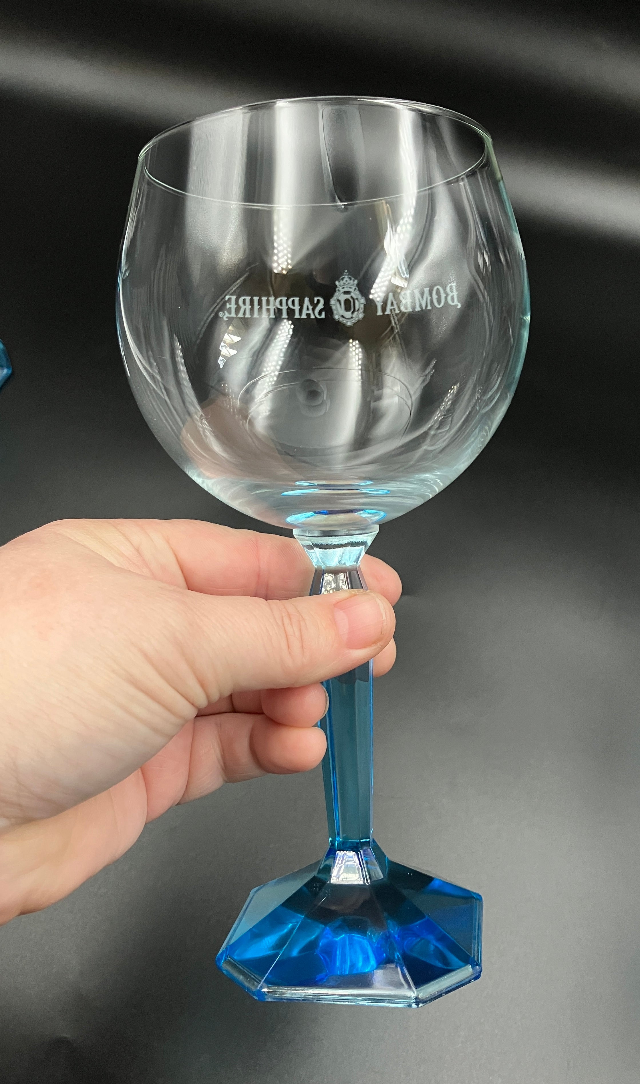 Bombay Gin Sapphire Glasses Balloon Blue stem & base Set Of 4