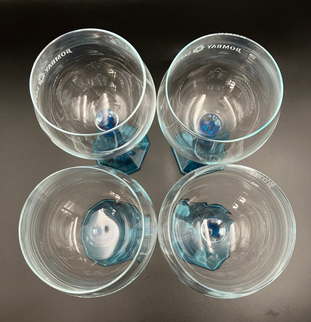 Bombay Gin Sapphire Glasses Balloon Blue stem & base Set Of 4