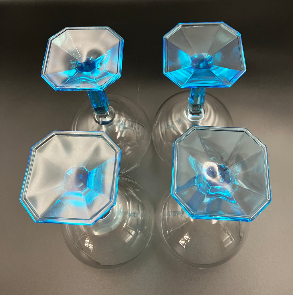 Bombay Gin Sapphire Glasses Balloon Blue stem & base Set Of 4