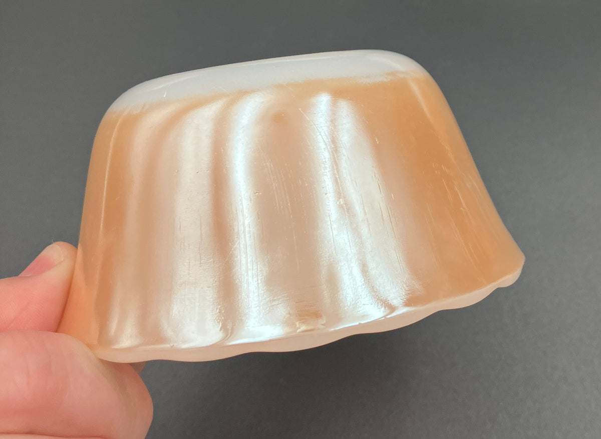 Vintage Fire King Peach Lustre X 7 - 6 oz Ramekins - Scalloped Edge Made USA