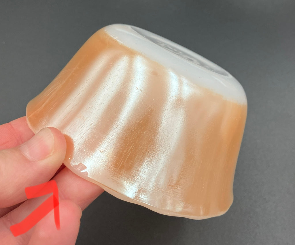 Vintage Fire King Peach Lustre X 7 - 6 oz Ramekins - Scalloped Edge Made USA