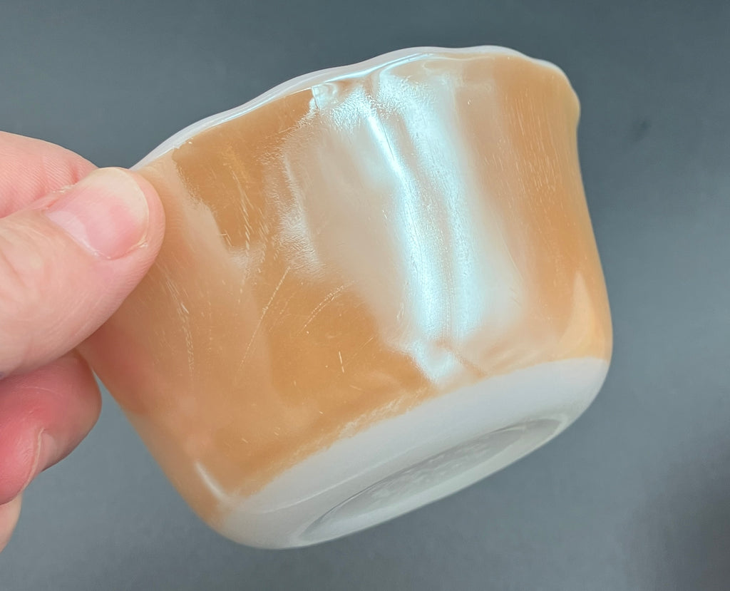 Vintage Fire King Peach Lustre X 7 - 6 oz Ramekins - Scalloped Edge Made USA