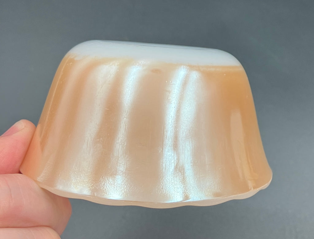 Vintage Fire King Peach Lustre X 7 - 6 oz Ramekins - Scalloped Edge Made USA
