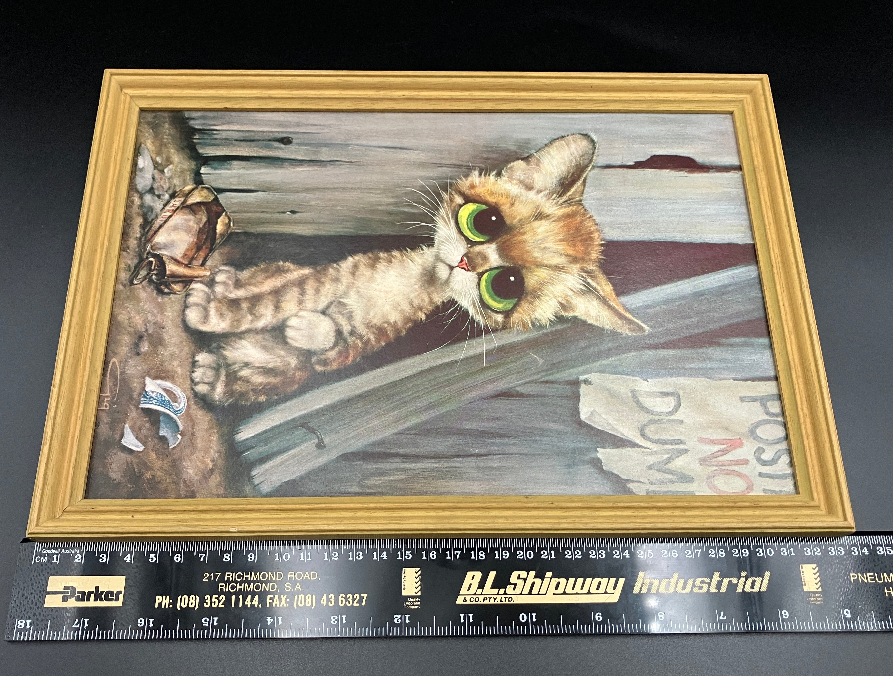 Vintage 1965 Gig Winde “Pity Kitty" Big Eye Alley Cat Art Print 34cm X 23.5cm