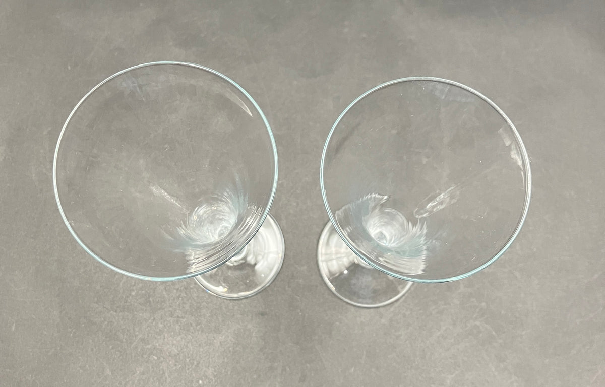 Hollow Stem Champagne Flutes Glasses Pair Of 2 - Plain Glass 24.5cm Tall