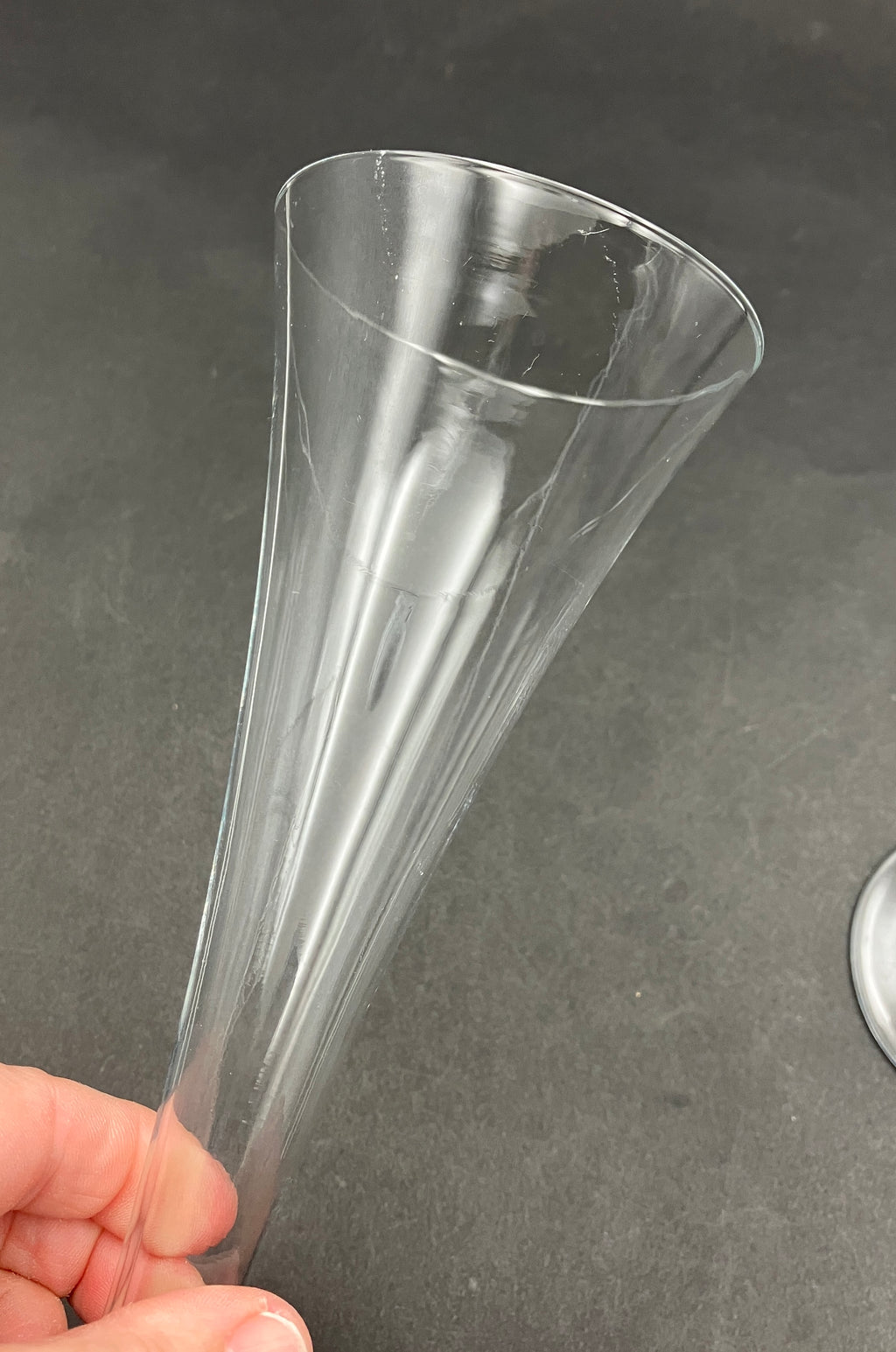 Hollow Stem Champagne Flutes Glasses Pair Of 2 - Plain Glass 24.5cm Tall