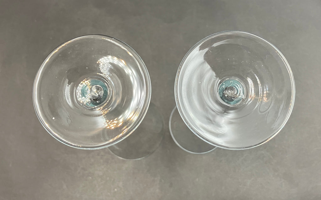Hollow Stem Champagne Flutes Glasses Pair Of 2 - Plain Glass 24.5cm Tall