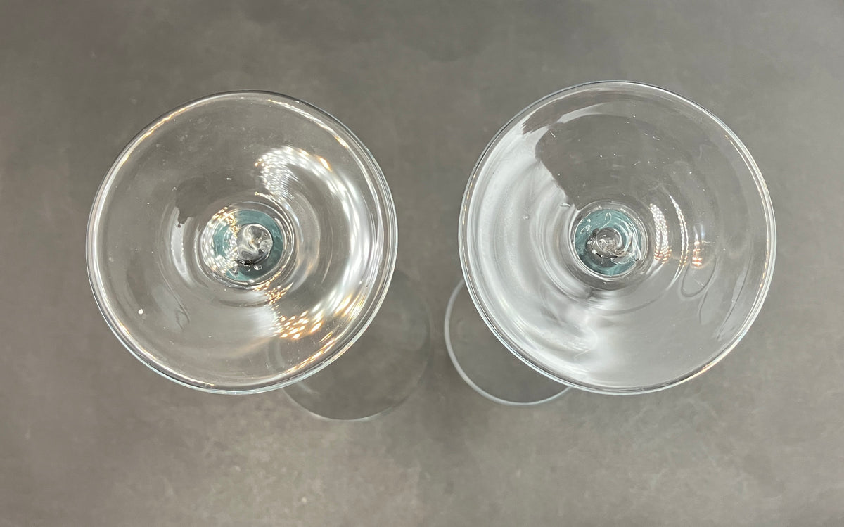 Hollow Stem Champagne Flutes Glasses Pair Of 2 - Plain Glass 24.5cm Tall