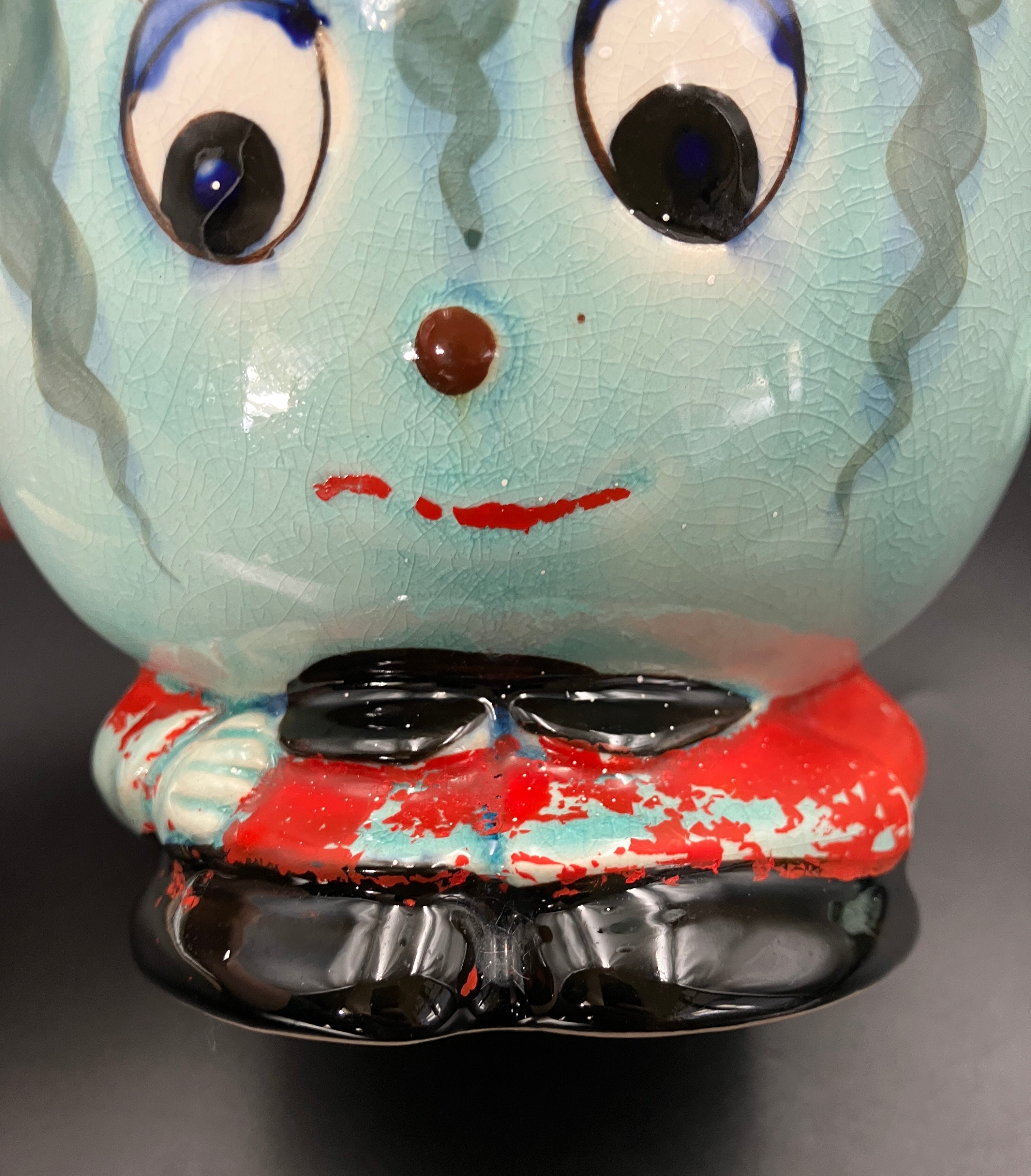 Vintage Cookie Jar Anthropomorphic Kitsch Watermelon With Cane handle Japan RARE