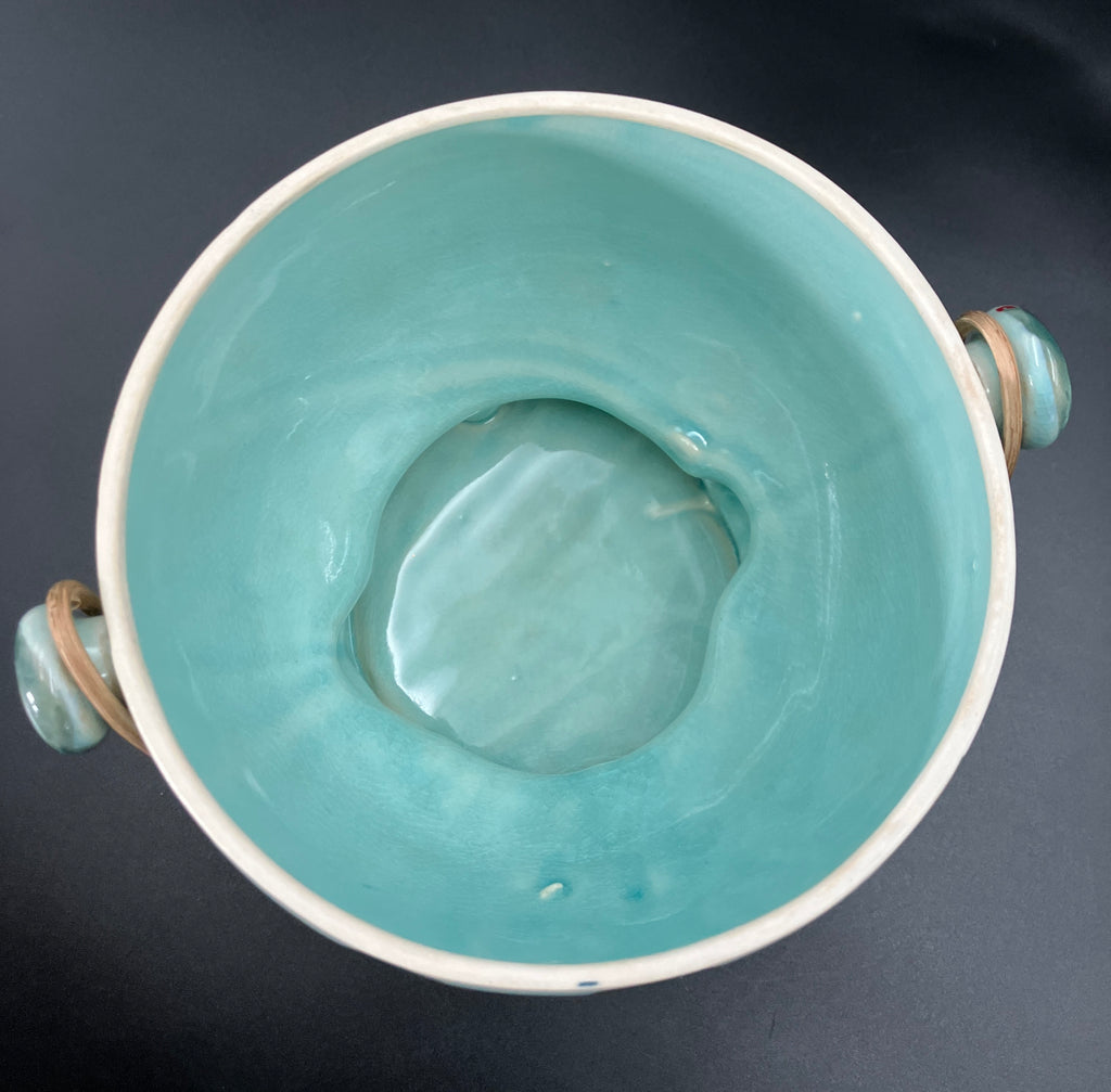 Vintage Cookie Jar Anthropomorphic Kitsch Watermelon With Cane handle Japan RARE