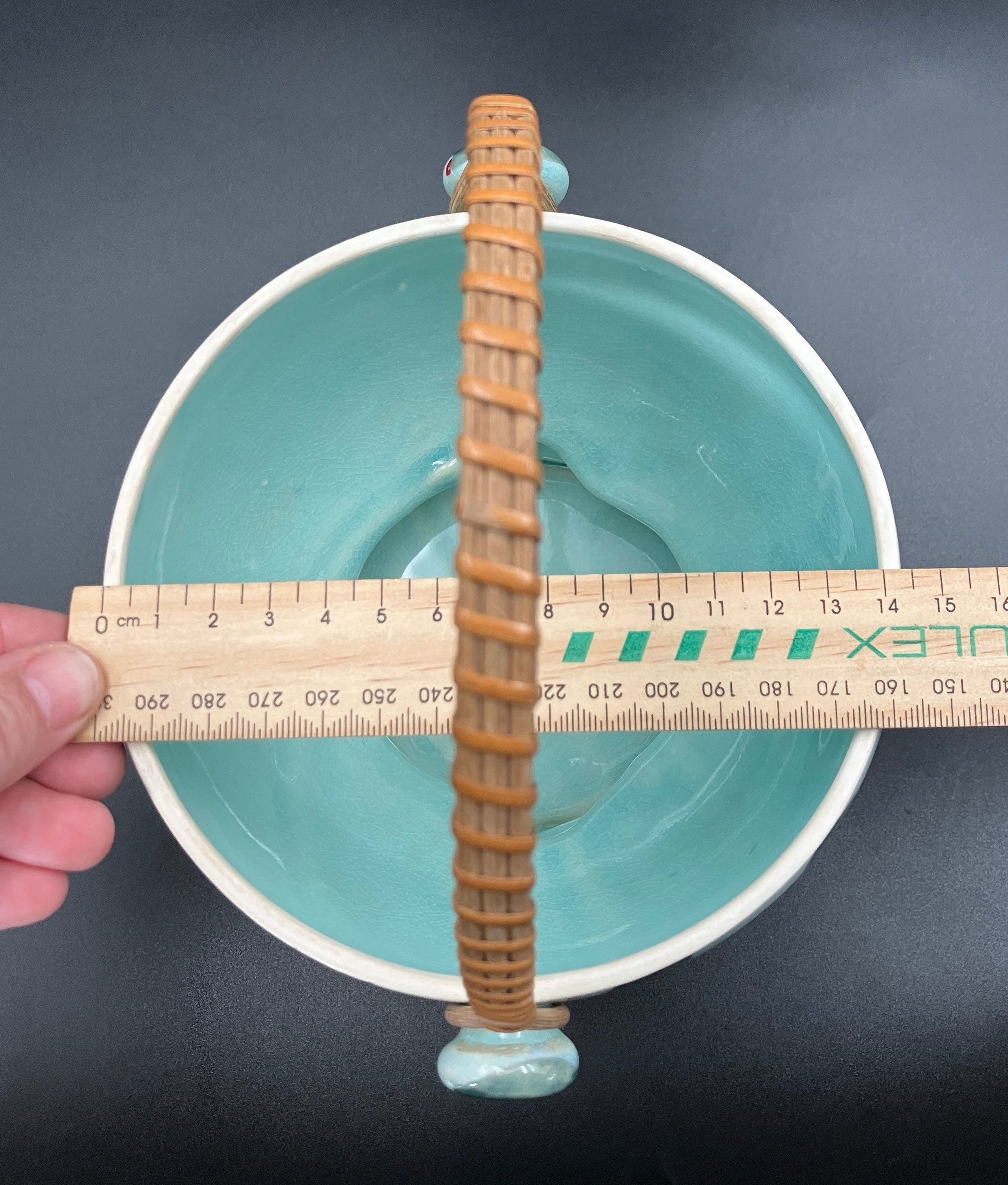 Vintage Cookie Jar Anthropomorphic Kitsch Watermelon With Cane handle Japan RARE