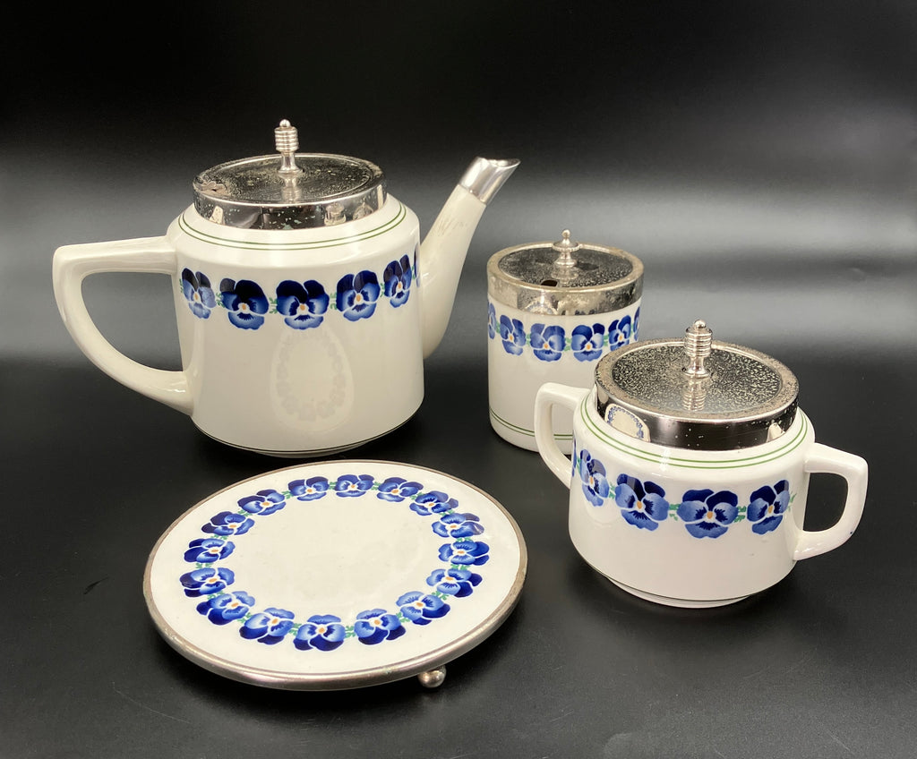 Antique WMF Art Deco Bauhaus Wächtersbach Keramik Porcelain Teapot Sugar Stand