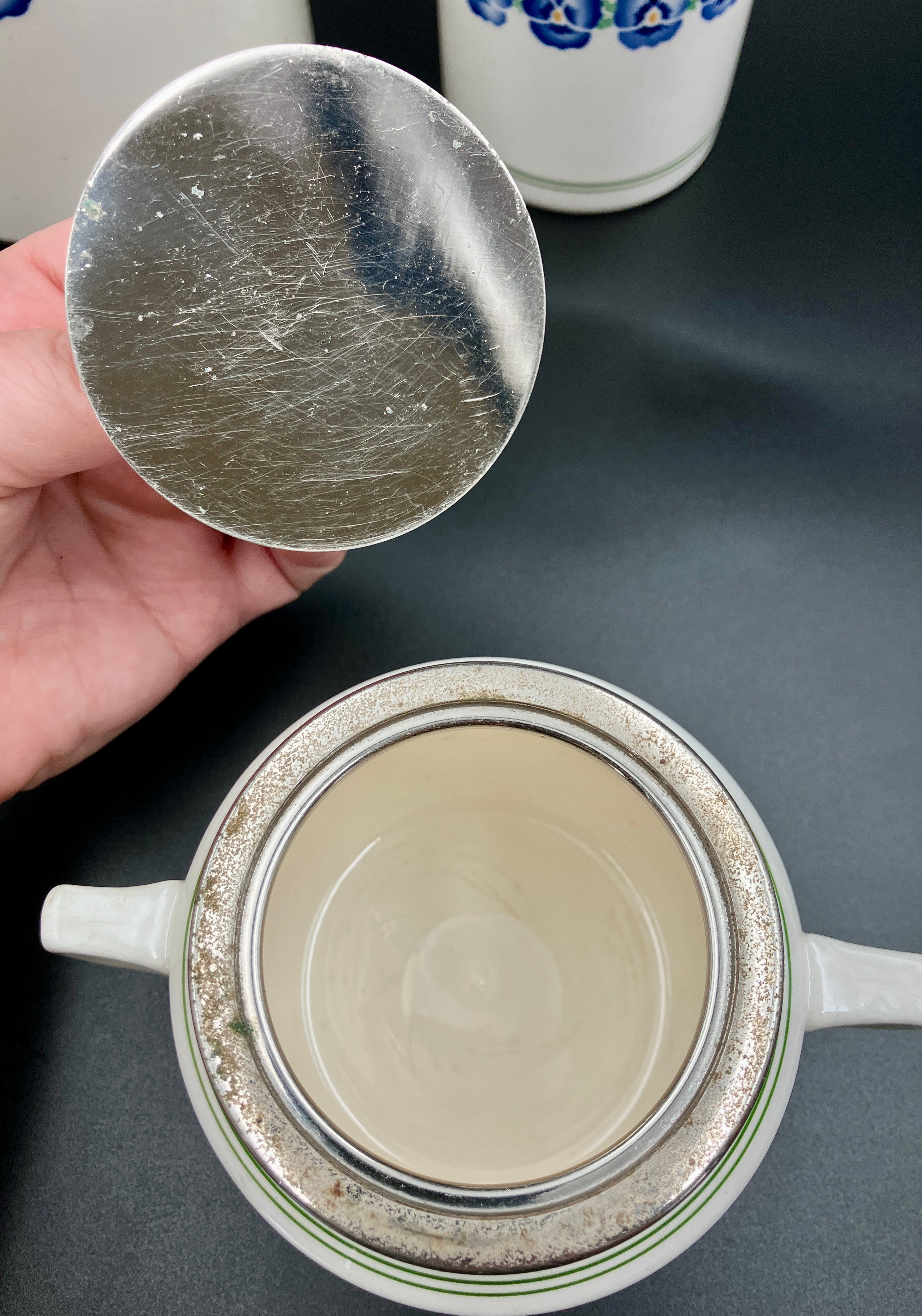 Antique WMF Art Deco Bauhaus Wächtersbach Keramik Porcelain Teapot Sugar Stand