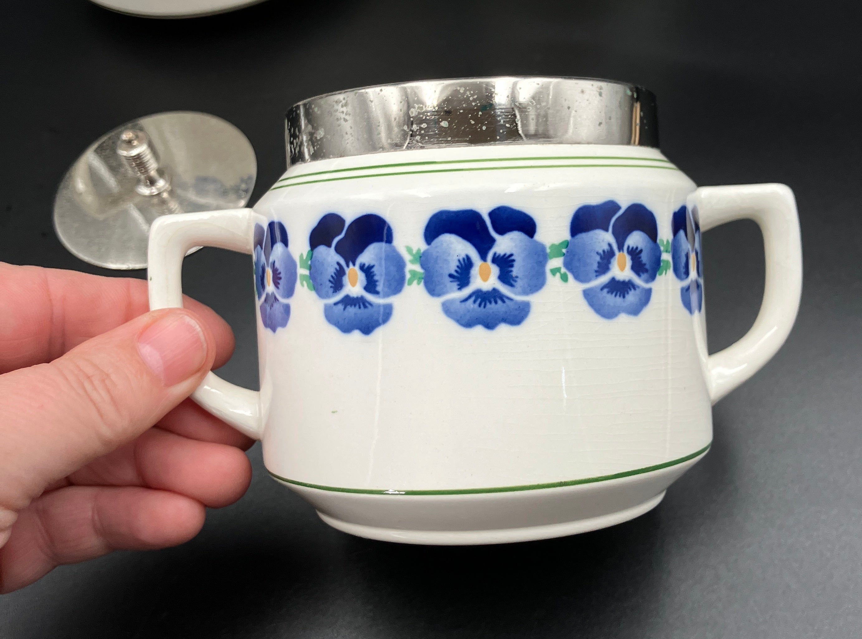 Antique WMF Art Deco Bauhaus Wächtersbach Keramik Porcelain Teapot Sugar Stand