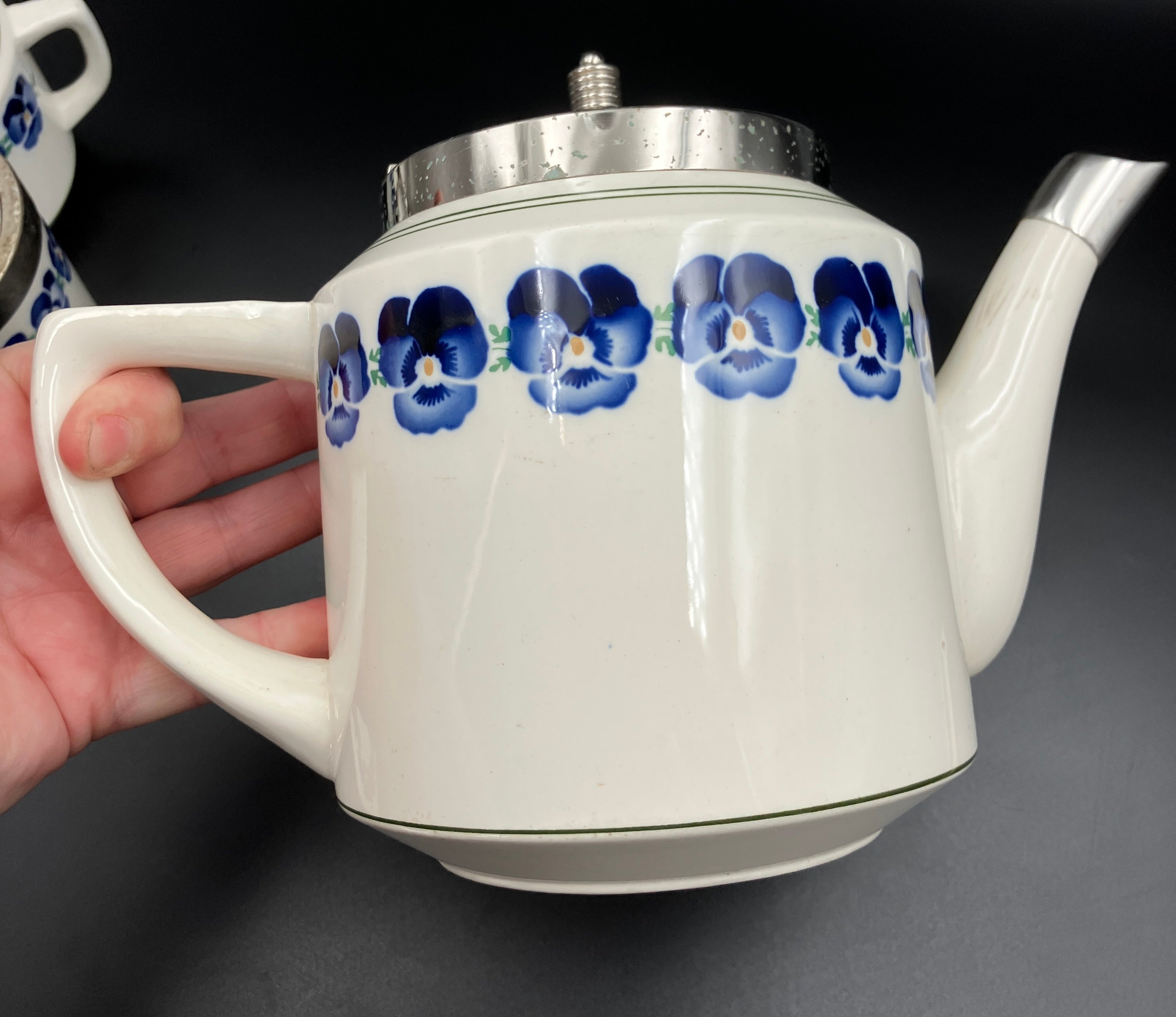 Antique WMF Art Deco Bauhaus Wächtersbach Keramik Porcelain Teapot Sugar Stand