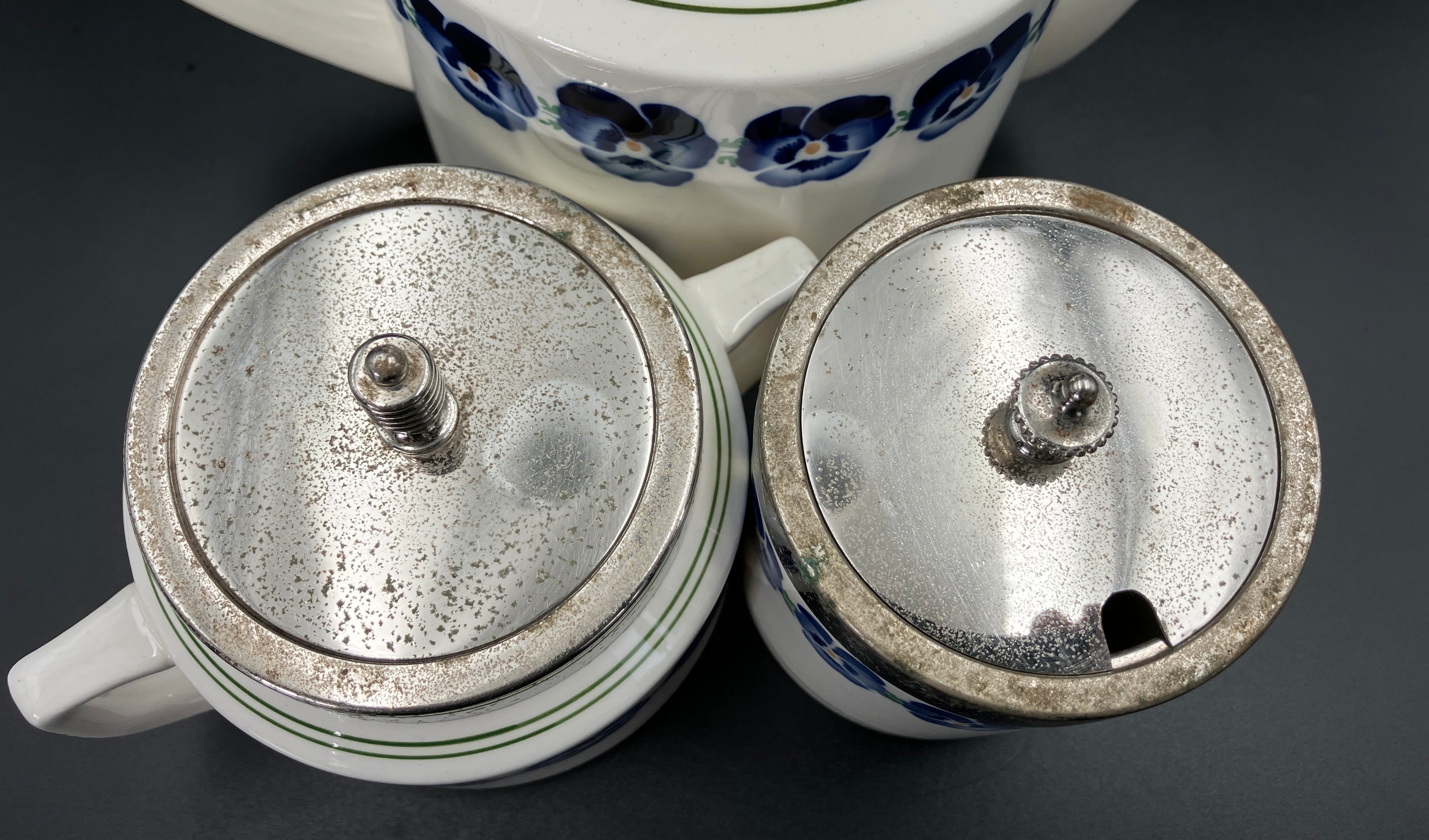 Antique WMF Art Deco Bauhaus Wächtersbach Keramik Porcelain Teapot Sugar Stand