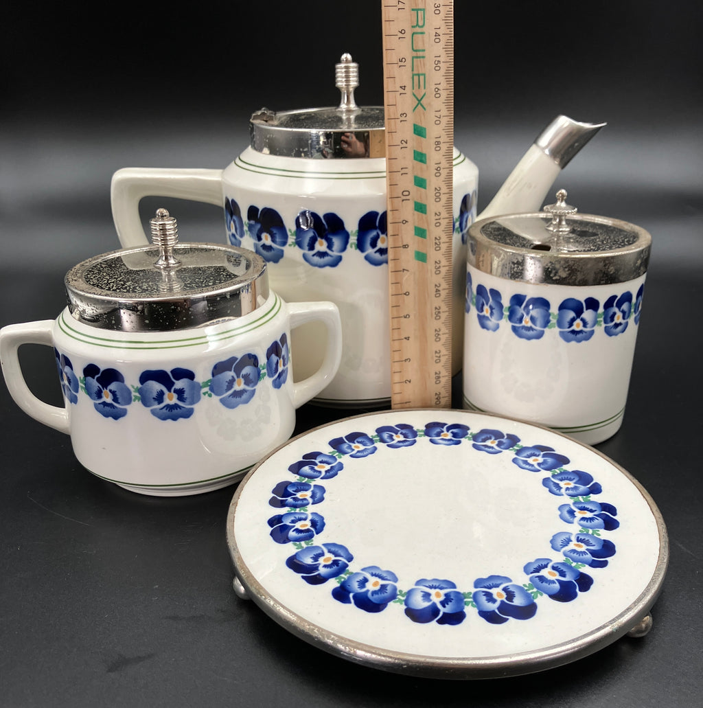 Antique WMF Art Deco Bauhaus Wächtersbach Keramik Porcelain Teapot Sugar Stand
