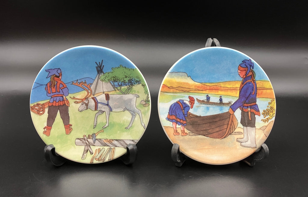 Vintage Arabia Finland Reindeer Wall Plates Lapland Series Toivo G. Utriainen
