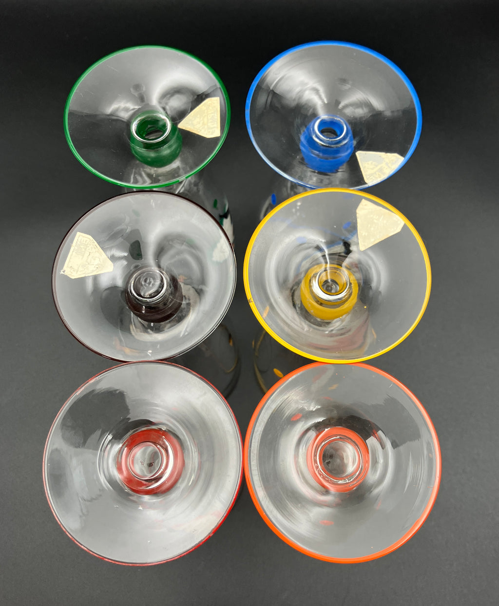 Vintage Harlequin Glasses Can Can Girls Stunning Set Of 6 - Alpine Germany