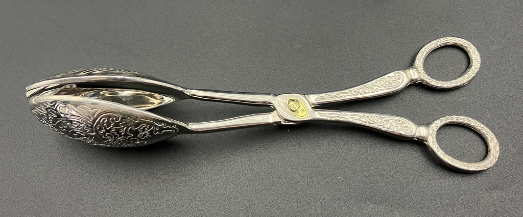 Vintage Silver Plated Tongs Scissor Serving Tongs & Cake Slice Boxed Lot Of 3