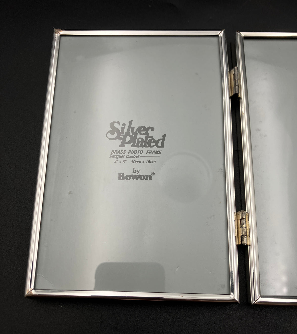 Vintage Silver Plated Frame Bowon Double Hinged Photo Frame 10cm X 15cm
