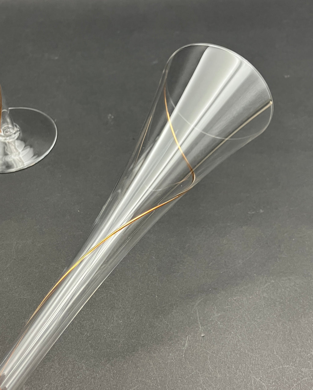 Kosta Boda Hollow Stem Gold Line Champagne Glasses Set Of 2 - 25cm Height