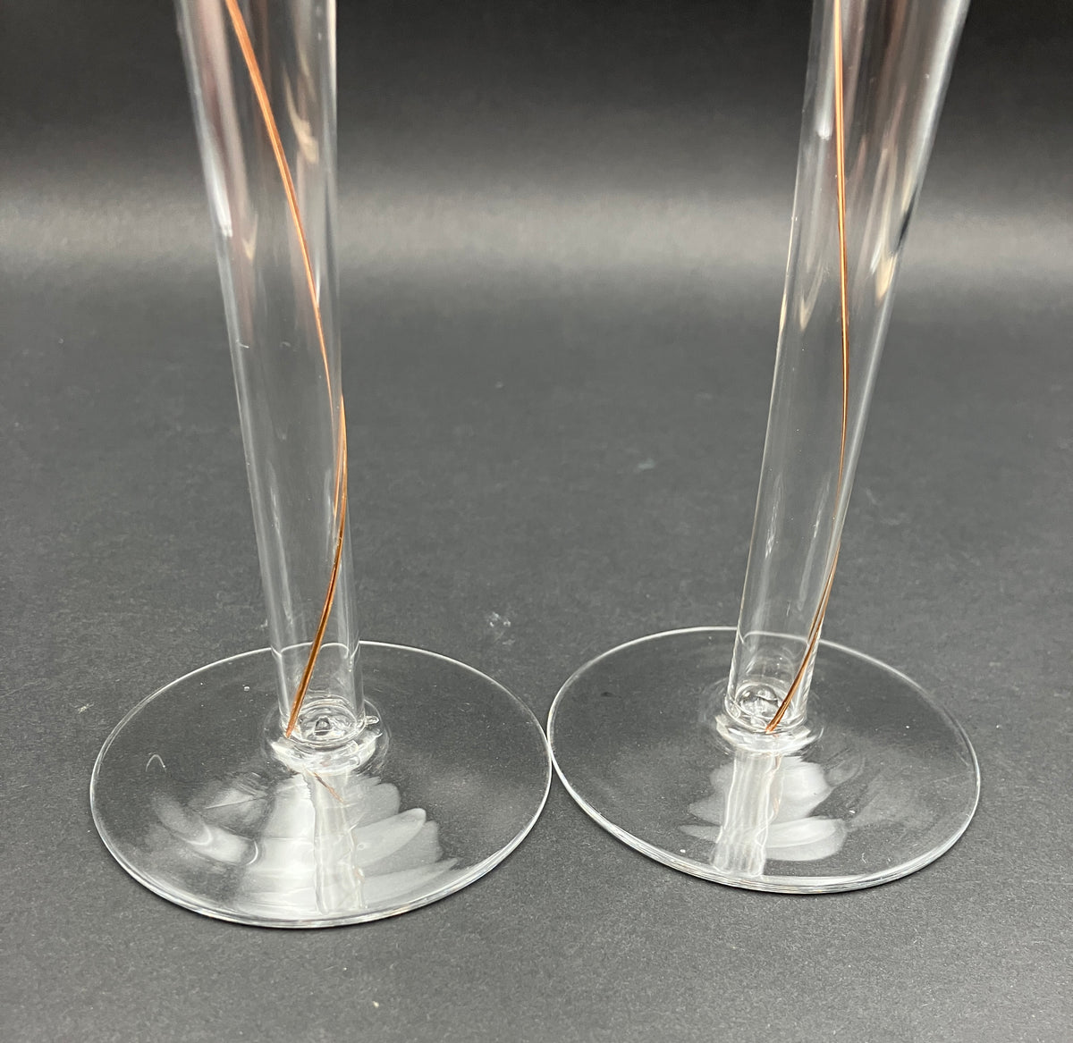 Kosta Boda Hollow Stem Gold Line Champagne Glasses Set Of 2 - 25cm Height