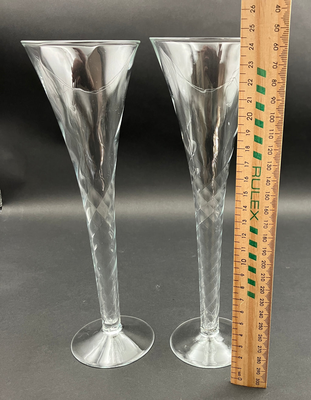 Kosta Boda Hollow Stem Gold Line Champagne Glasses Set Of 2 - 25cm Height