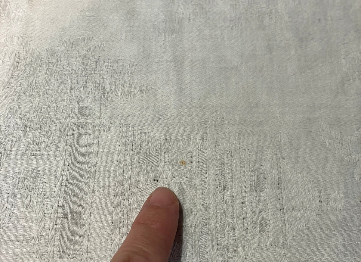 Vintage Willow Pattern Damask Tablecloth Blue Border 127cm X 129cm