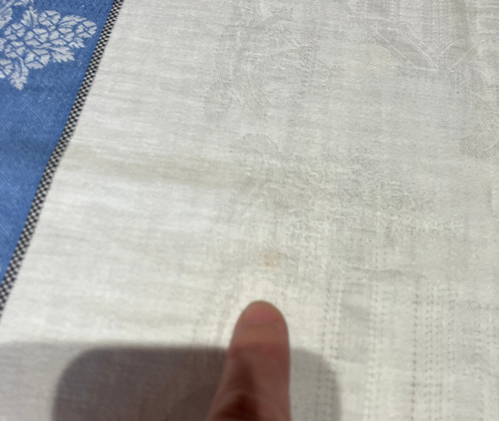 Vintage Willow Pattern Damask Tablecloth Blue Border 127cm X 129cm