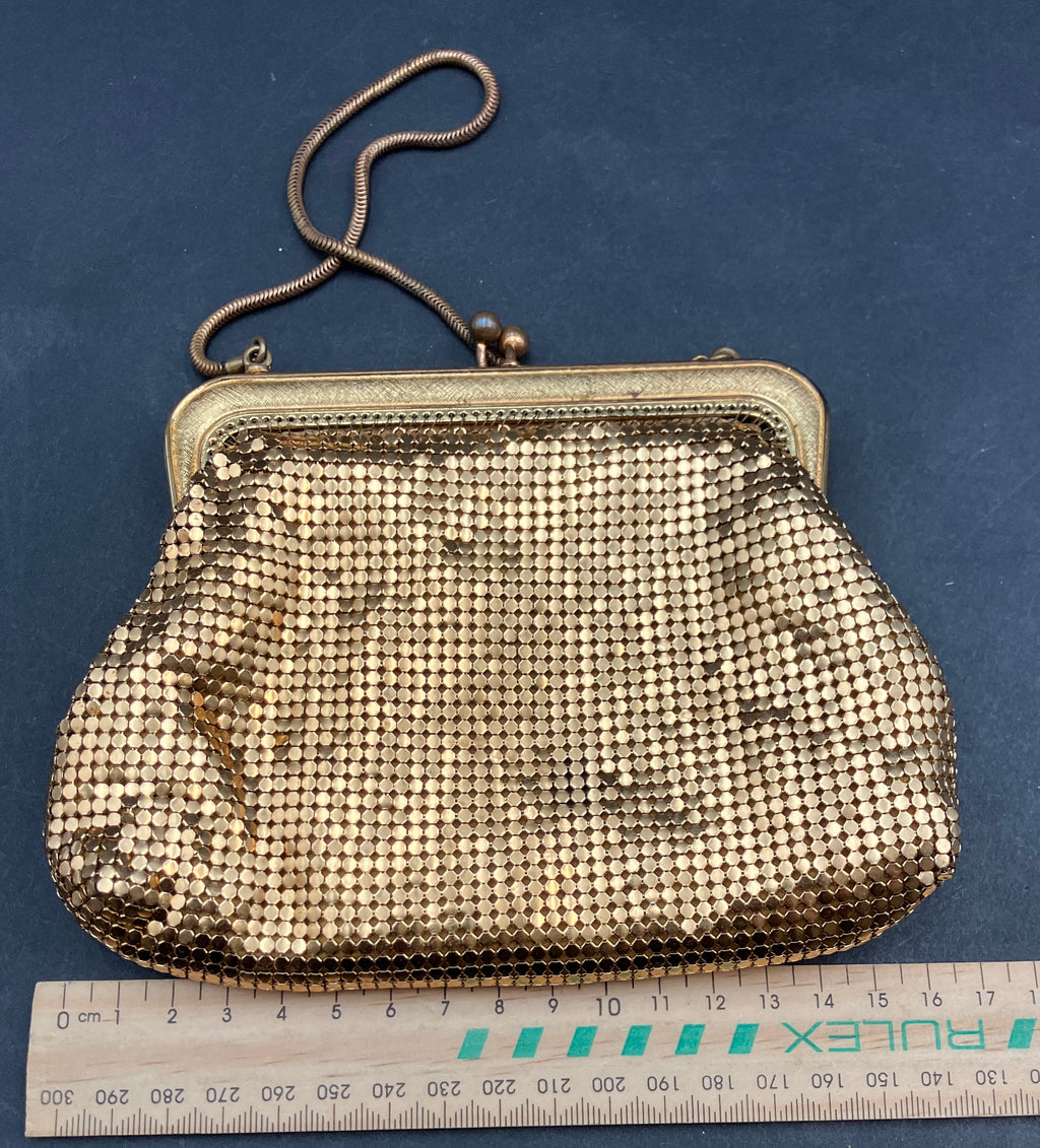 Vintage OROTON Glomesh Bag Alumesh Gold Purse Bag Small