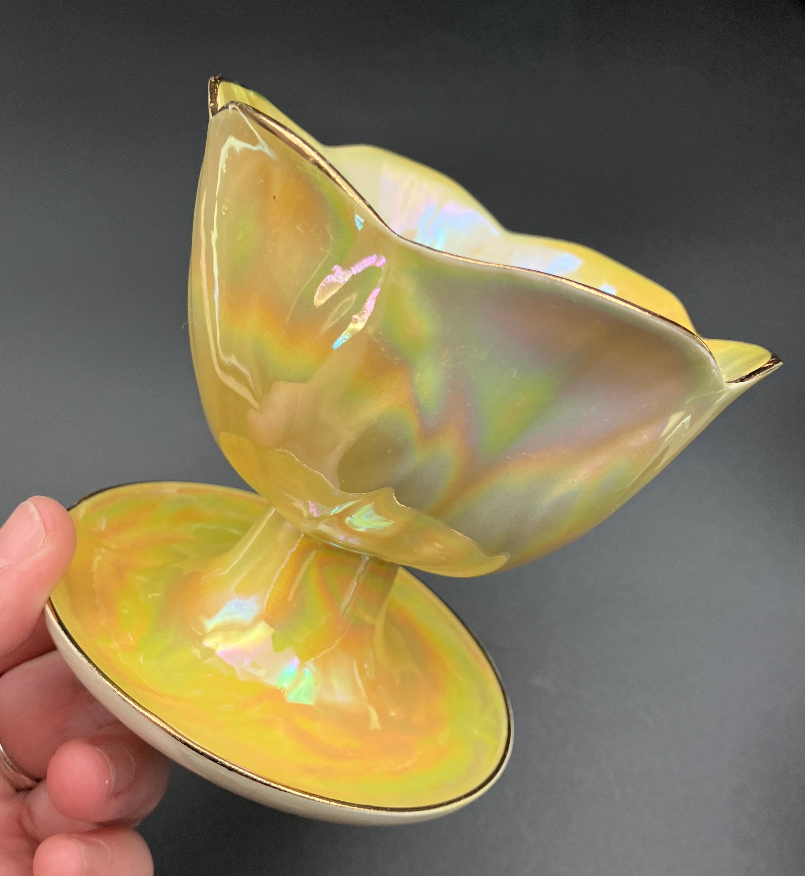 Vintage Harlequin Lustreware Dessert Bowls Set Of 6 - Unmarked Mailing Style