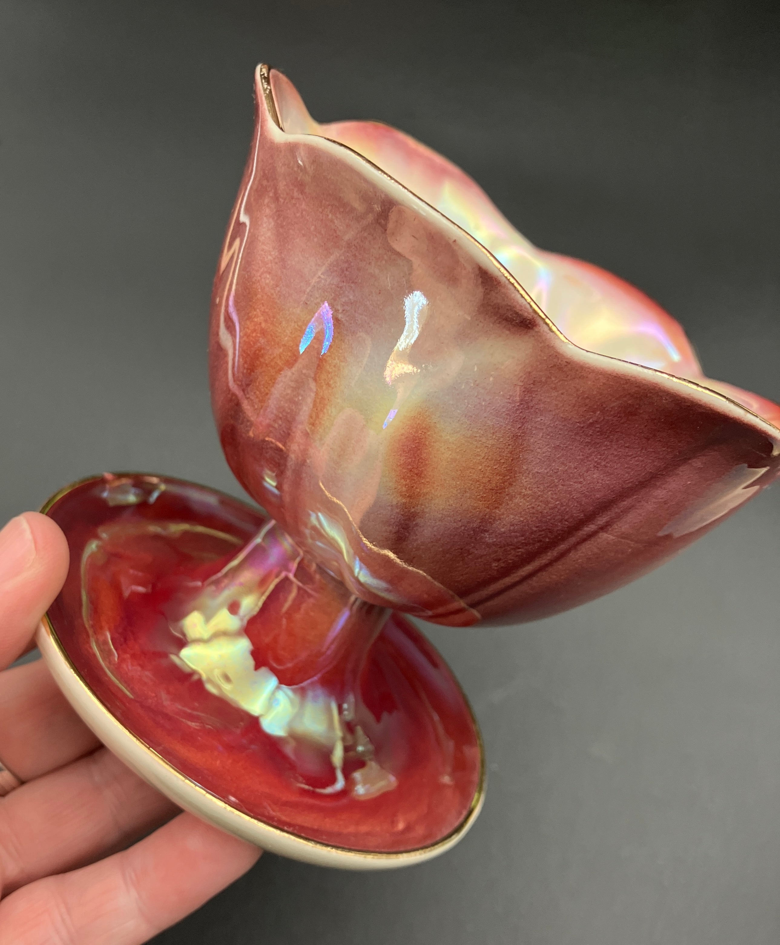 Vintage Harlequin Lustreware Dessert Bowls Set Of 6 - Unmarked Mailing Style