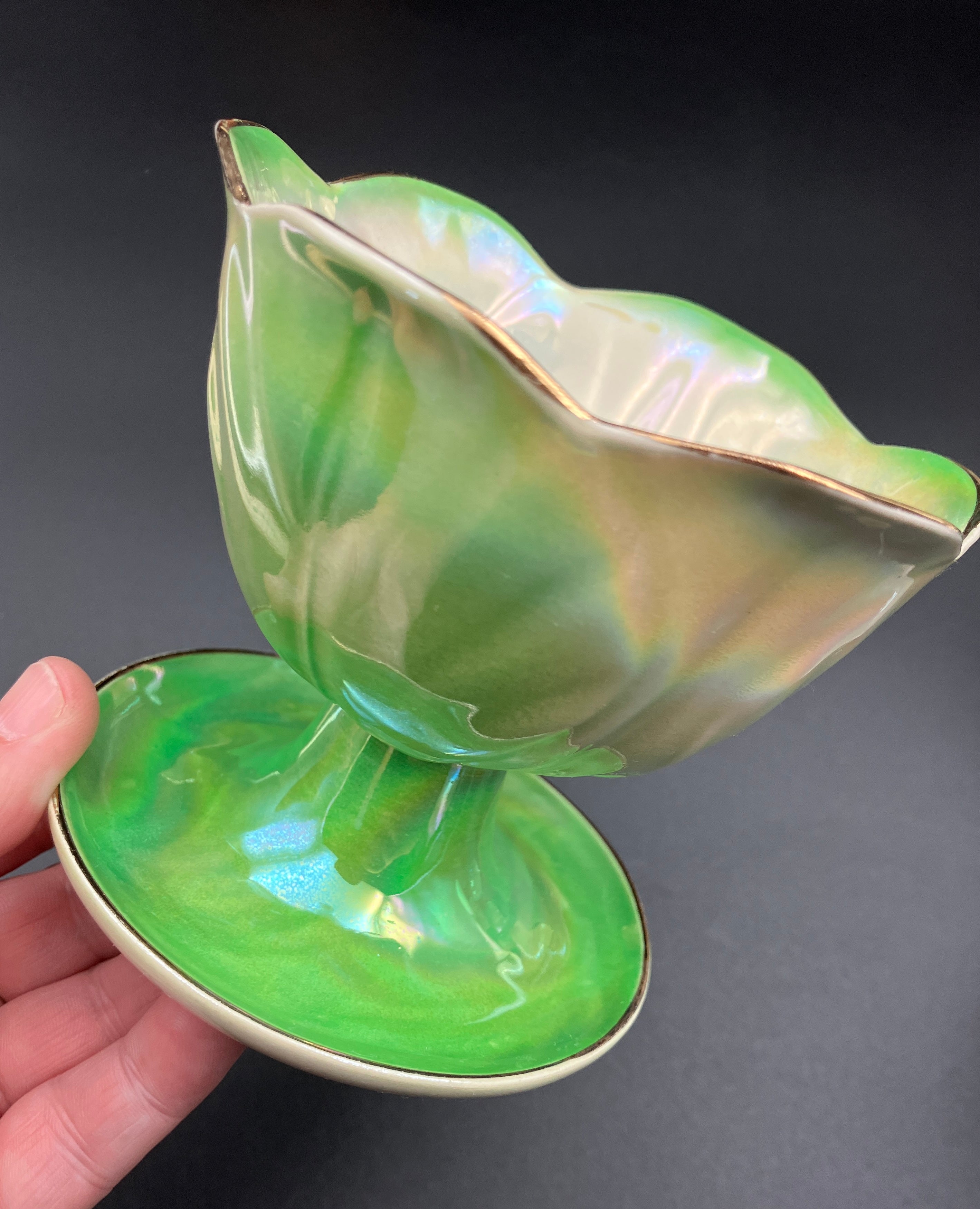 Vintage Harlequin Lustreware Dessert Bowls Set Of 6 - Unmarked Mailing Style