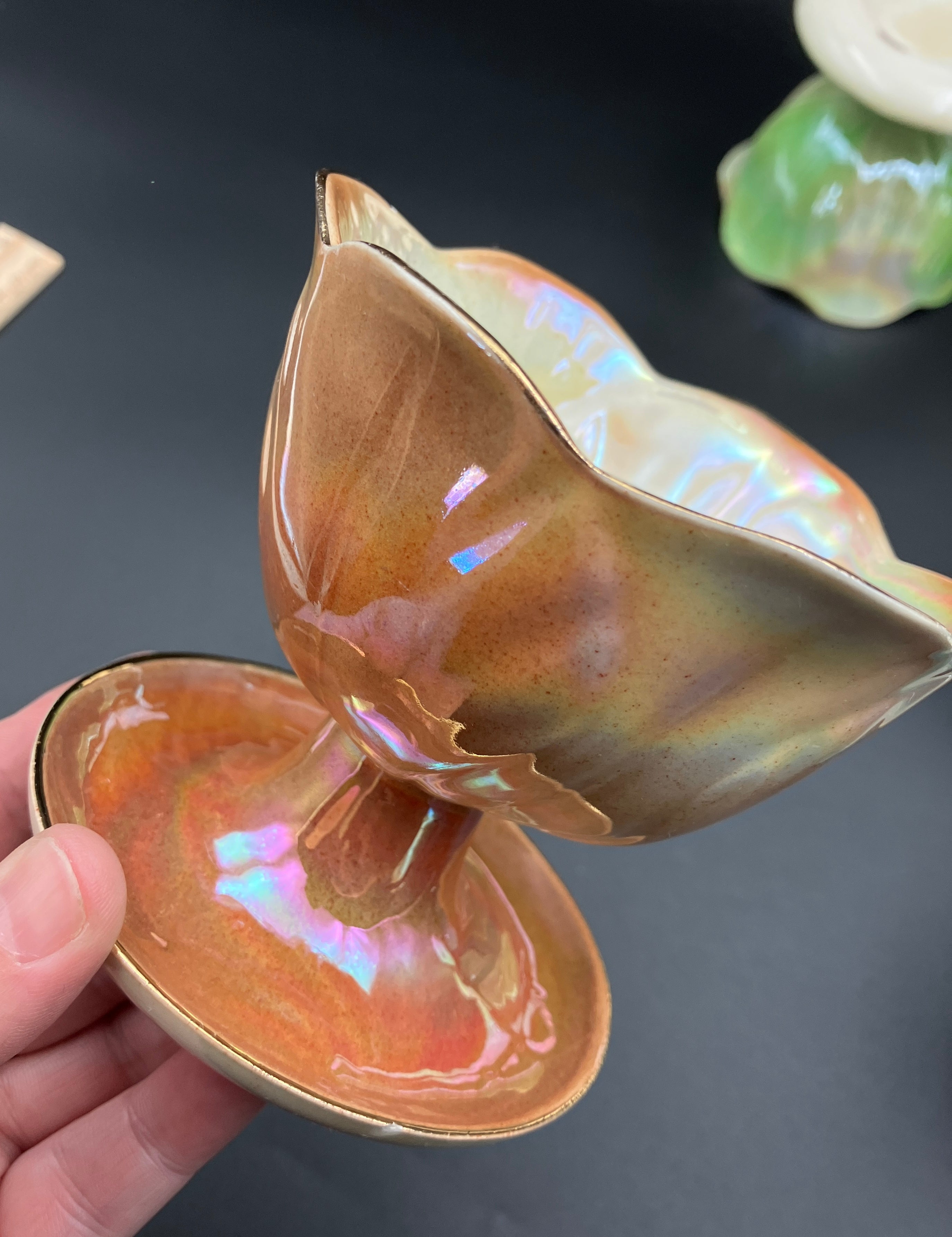 Vintage Harlequin Lustreware Dessert Bowls Set Of 6 - Unmarked Mailing Style