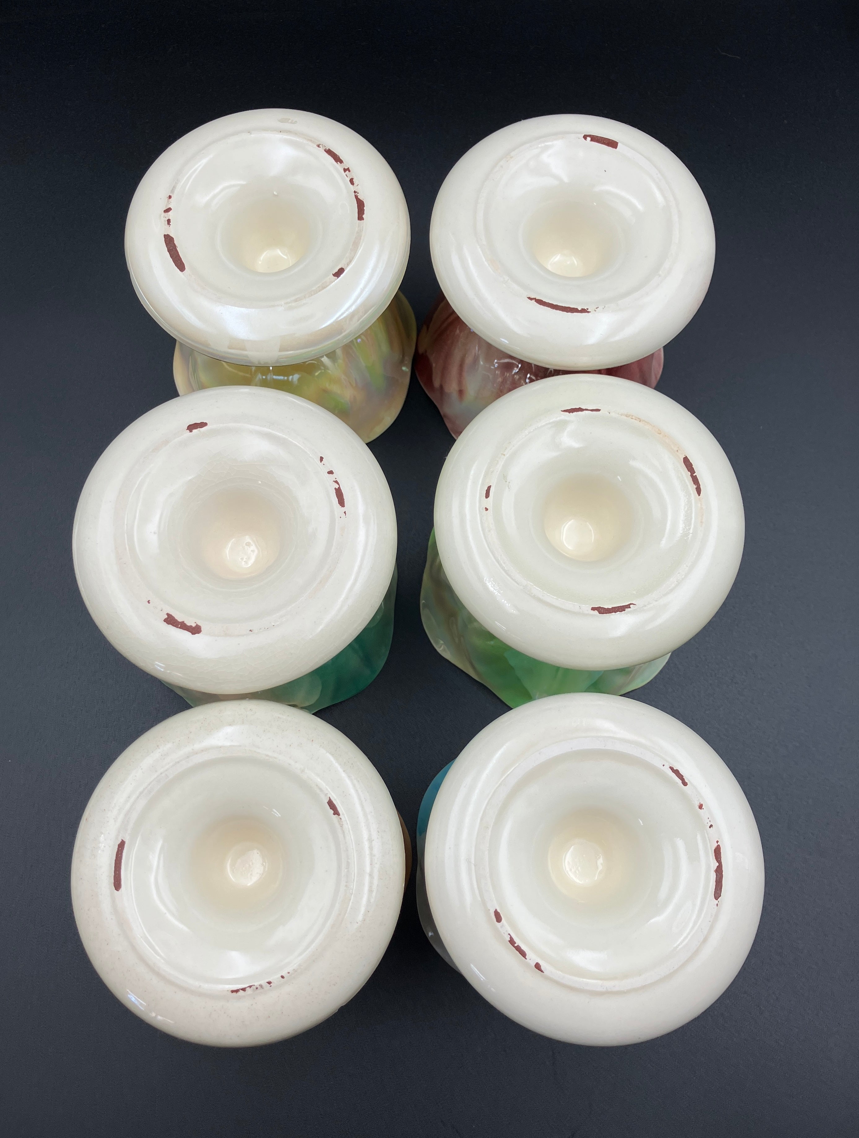 Vintage Harlequin Lustreware Dessert Bowls Set Of 6 - Unmarked Mailing Style