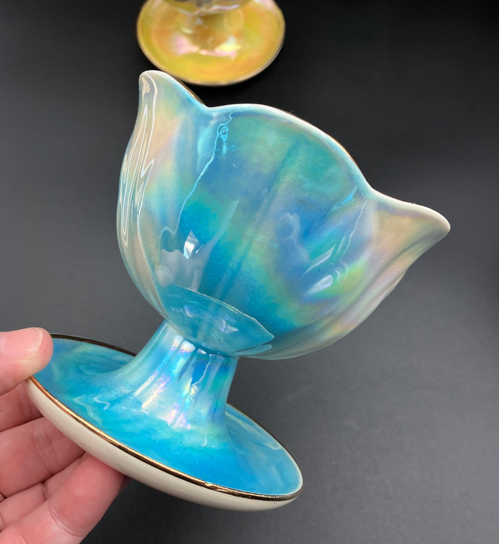 Vintage Harlequin Lustreware Dessert Bowls Set Of 6 - Unmarked Mailing Style