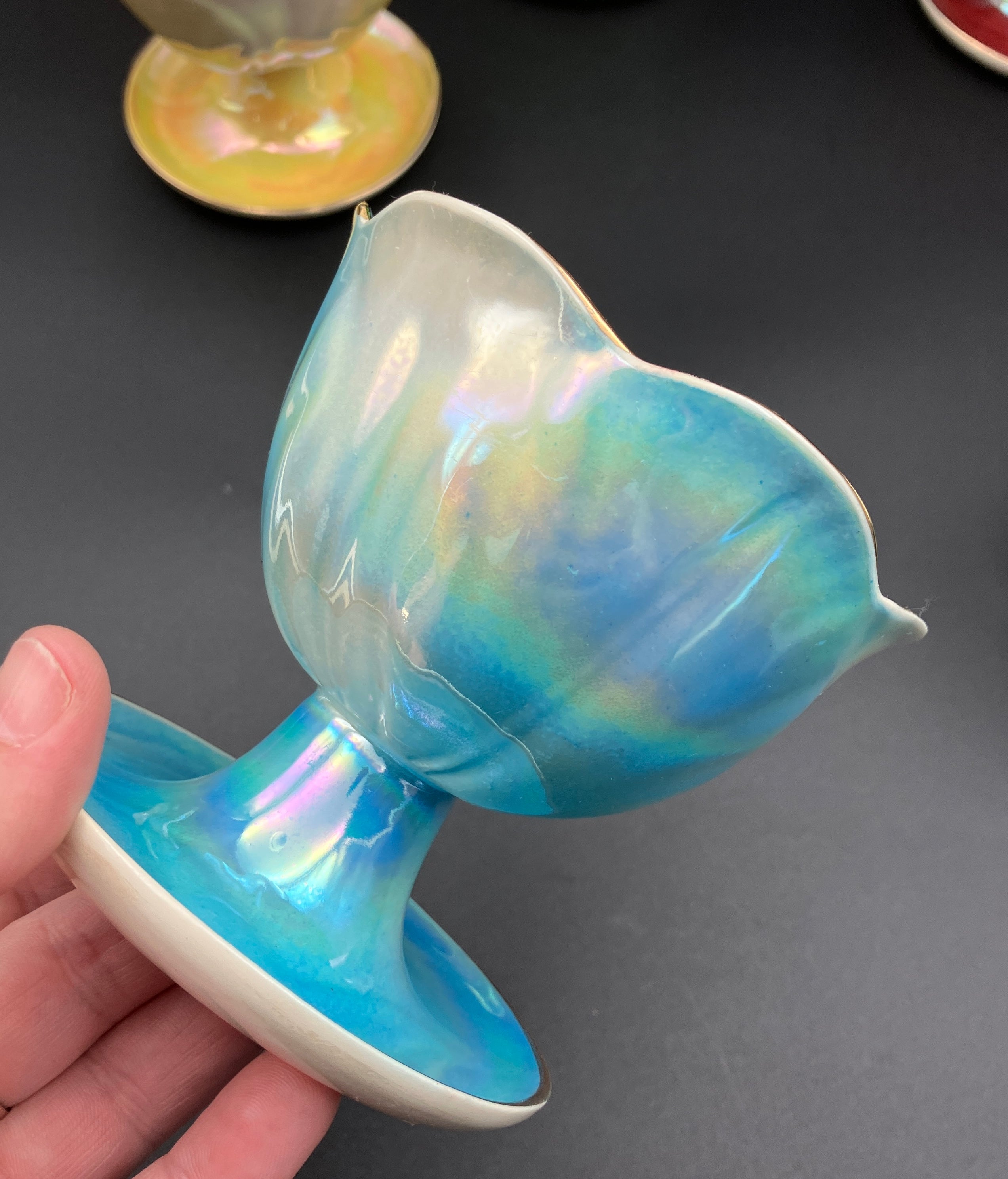 Vintage Harlequin Lustreware Dessert Bowls Set Of 6 - Unmarked Mailing Style