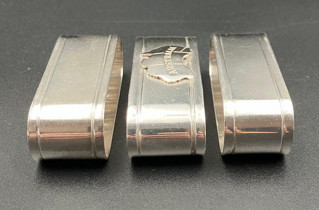 Vintage Silver Plated Napkin Holder Australia Napkin Rings Set Of 3 Stokes & Son