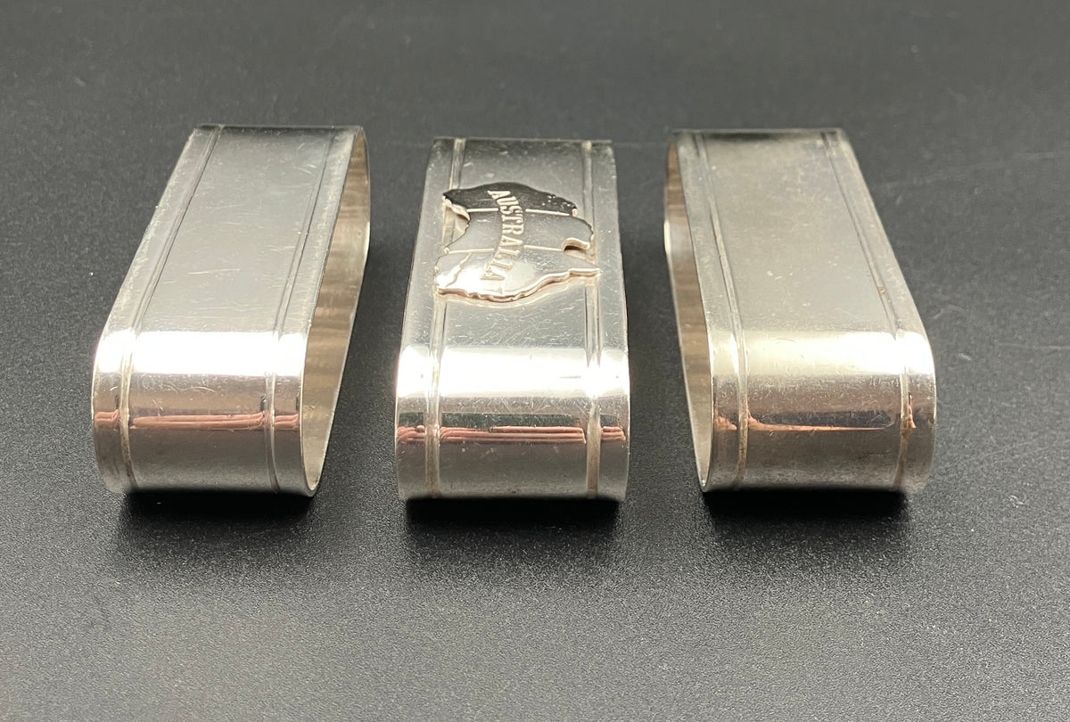 Vintage Silver Plated Napkin Holder Australia Napkin Rings Set Of 3 Stokes & Son