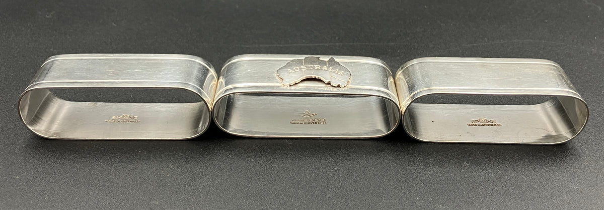 Vintage Silver Plated Napkin Holder Australia Napkin Rings Set Of 3 Stokes & Son