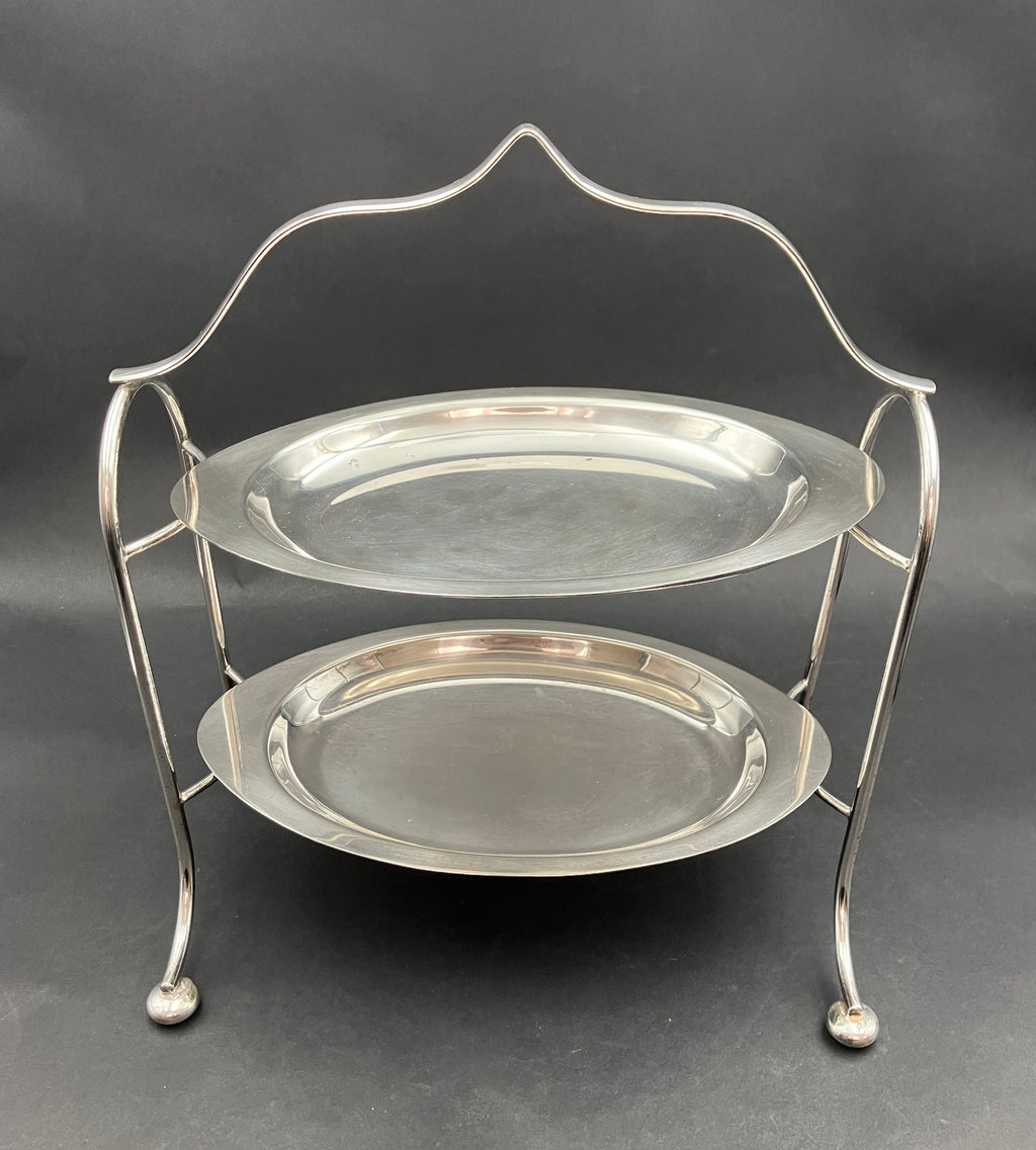 Vintage Silver Plated Cake Stand 2 Tier Footed By Phoenix Plate Australia