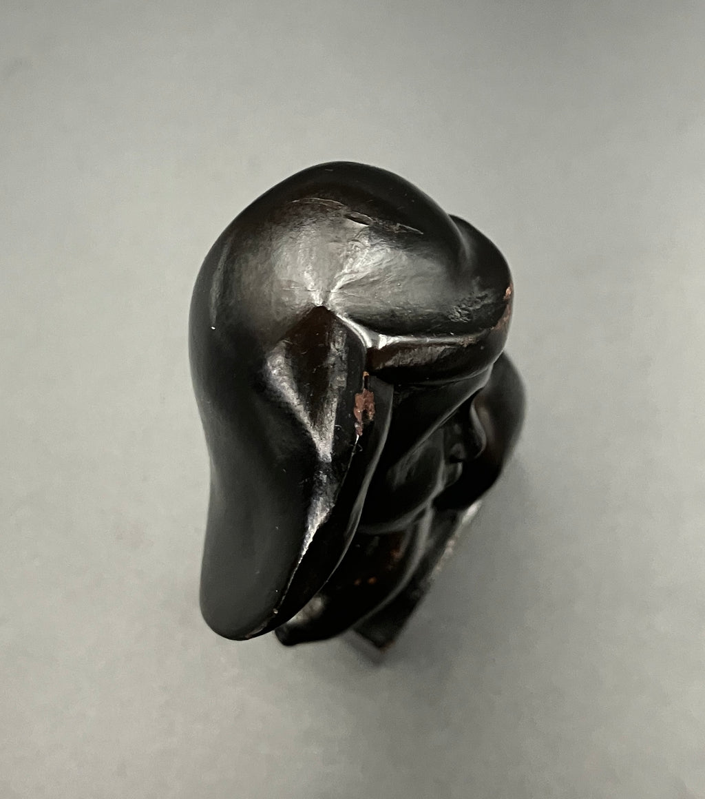 Art Deco Hand Carved Woman Sculpture Small Decor Bust Female 11.5cm Tall