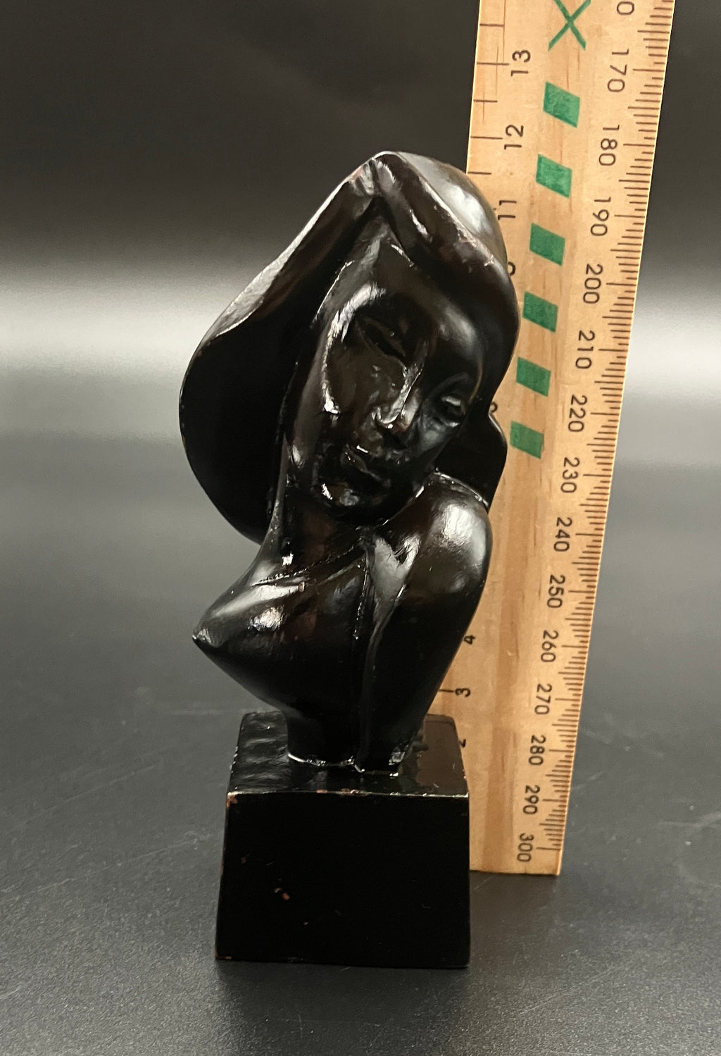 Art Deco Hand Carved Woman Sculpture Small Decor Bust Female 11.5cm Tall
