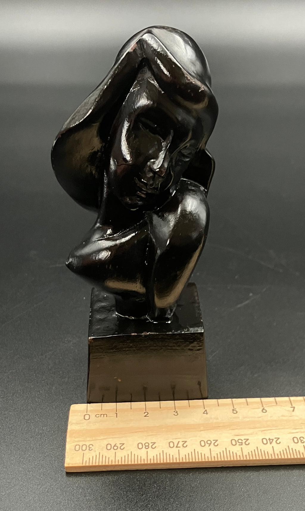 Art Deco Hand Carved Woman Sculpture Small Decor Bust Female 11.5cm Tall