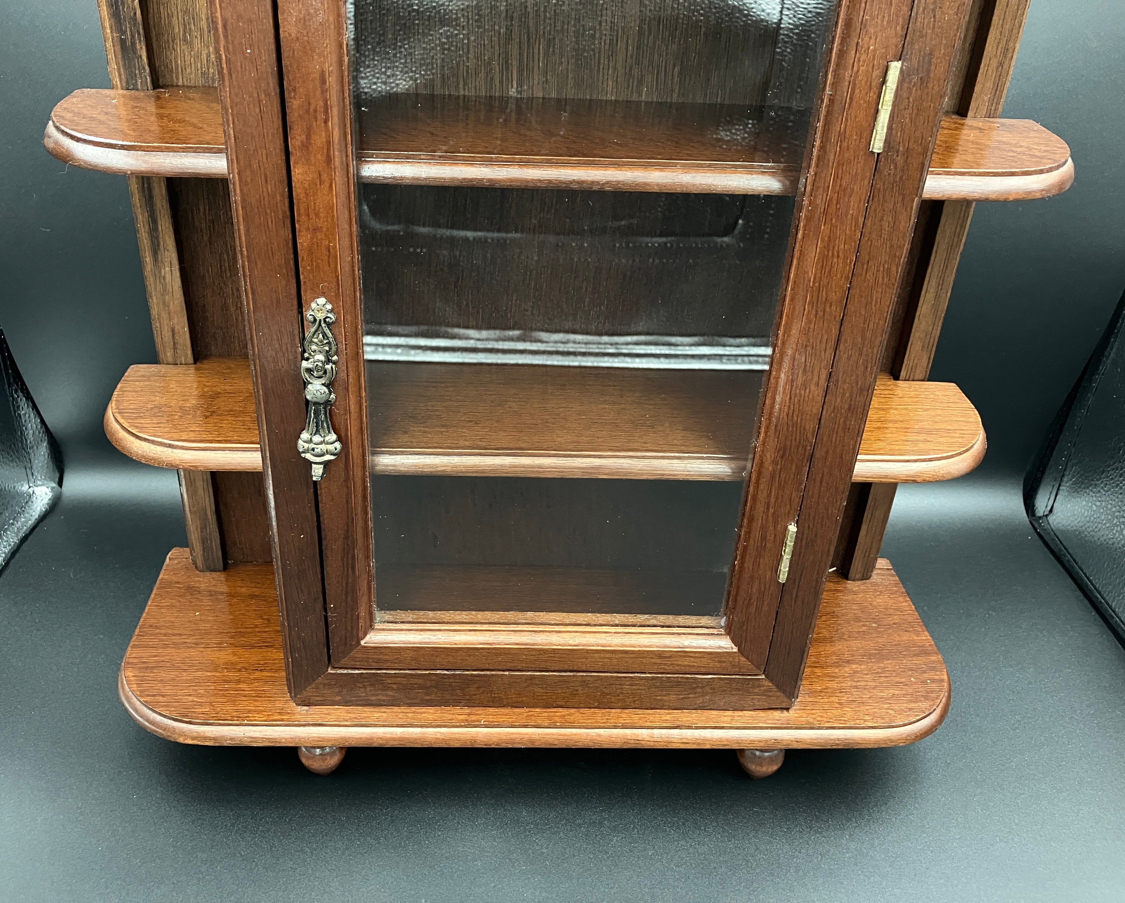 Vintage Wooden Curio Cabinet W/ Glass Door Shelf 43cm H, 36cm L, 12cm W