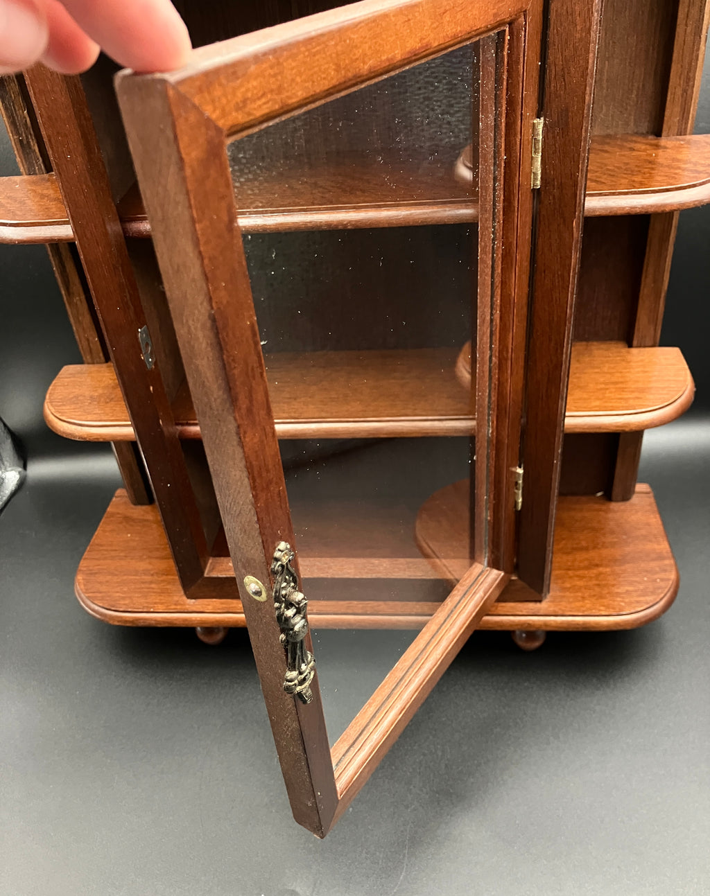 Vintage Wooden Curio Cabinet W/ Glass Door Shelf 43cm H, 36cm L, 12cm W